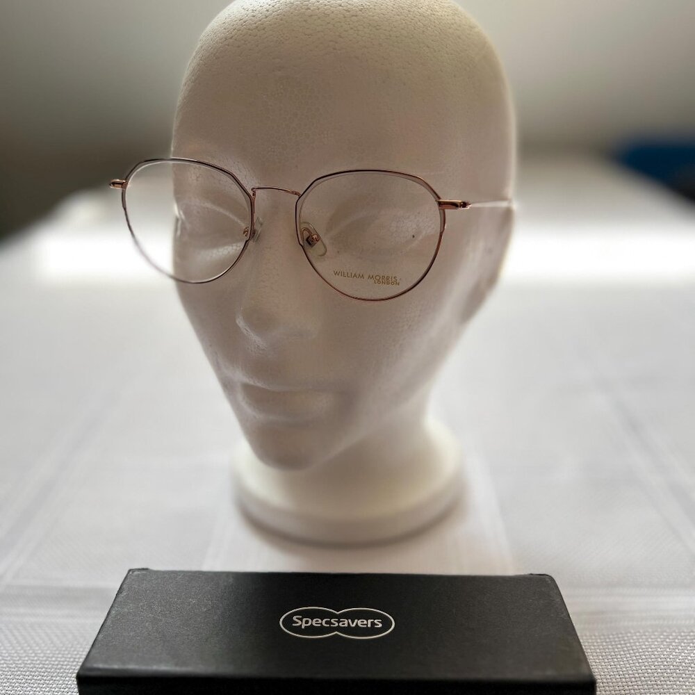 Never worn - William Morris eyeglasses reading glasses frame rose gold and white